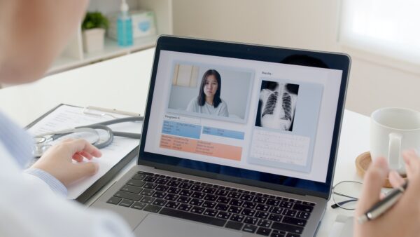Webcam online screen of asia sick people or patient remote consult in telehealth